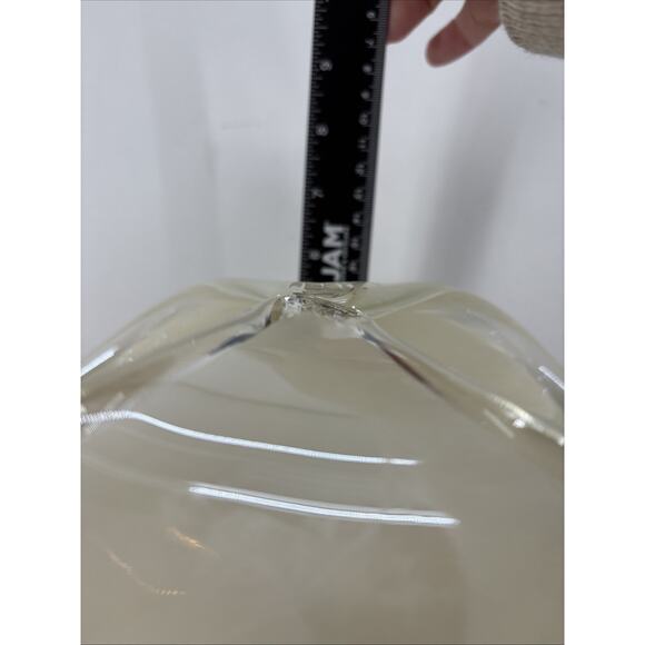 MURANO Art Glass White Ivory Iridescent Crest Edge Folded Bowl Bouquet - Picture 3 of 7